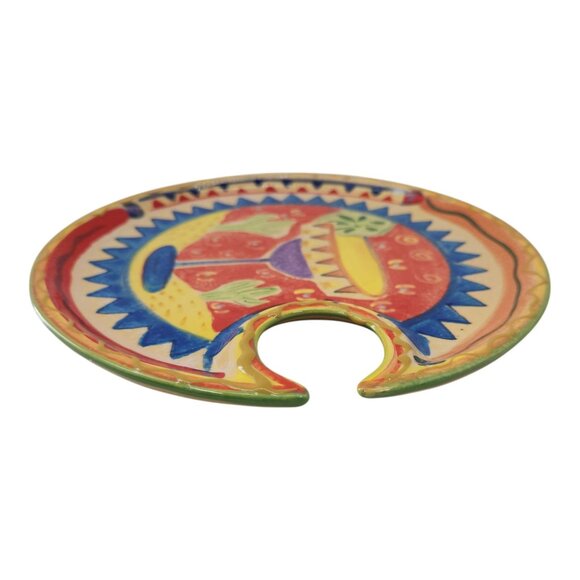 FIESTA Farida Zaman Ambiance Collection Ceramic 8" Handpainted Snack Plate - Picture 4 of 6